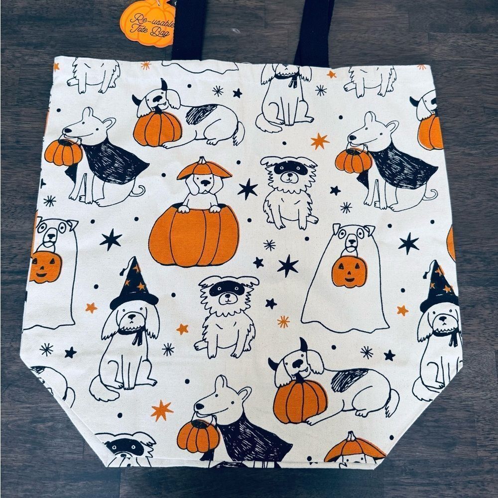 Halloween Dogs Canvas Reusable Shopping Tote Trick or Treat Candy Bag